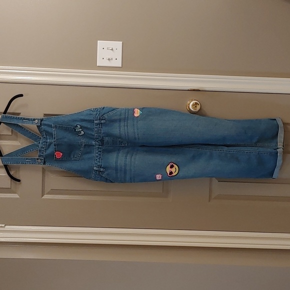 🍁NWT Girl"s Embroidered with Patches Denim Overalls - Picture 9 of 14
